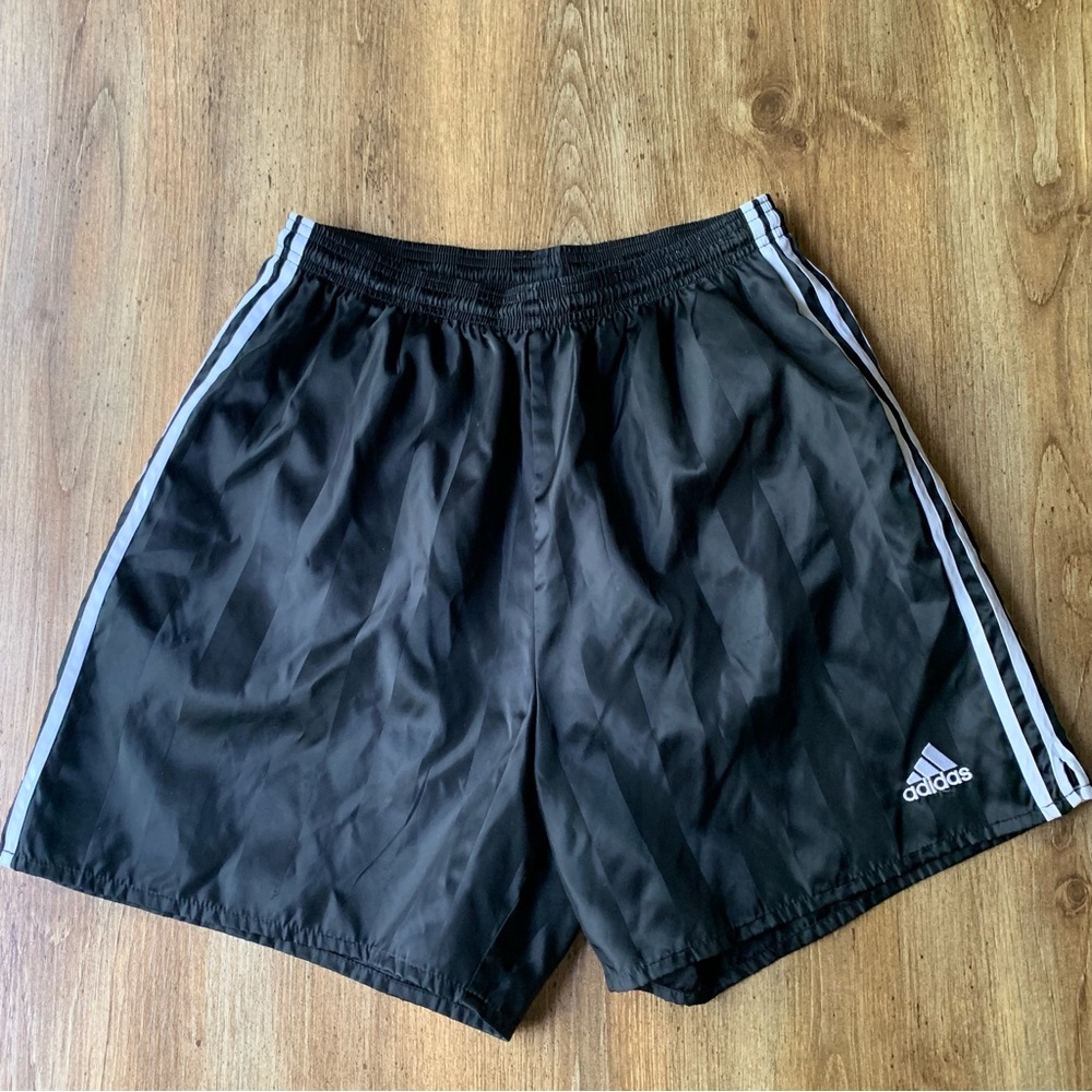 Vintage Adidas Men's Black 3 Stripe Athletic Shorts